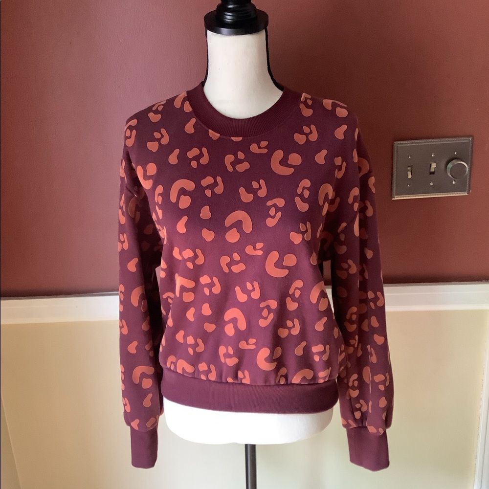 Marine Layer maroon and orange cheetah sweatshirt